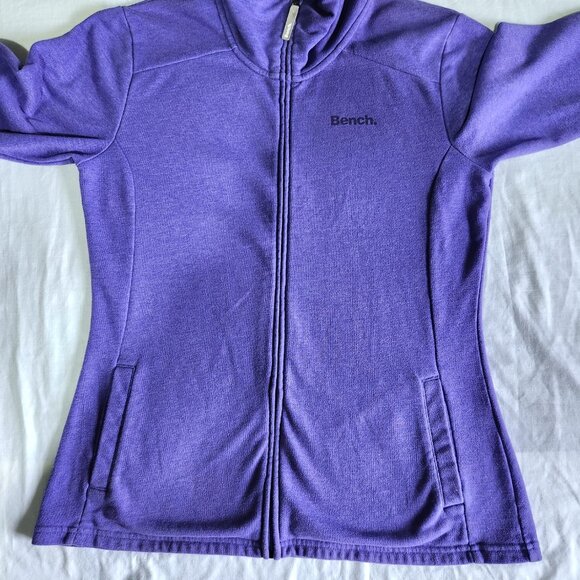 Bench Sweater Jacket Women's Mock Neck Purple Zipper Close Pockets - Picture 6 of 8